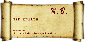 Mik Britta névjegykártya
